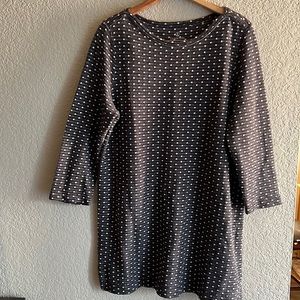 Lands End Textured White Dot Dress